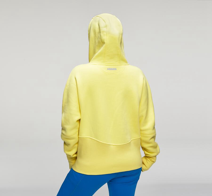 Hoka One One Kapşonlu Sweatshirt Kadın Sarı - Performance - AN5704813